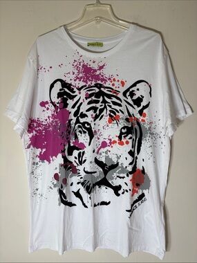 Versace Jeans Collection Tee with Black Tiger and Splatter. Men’s XXXL.